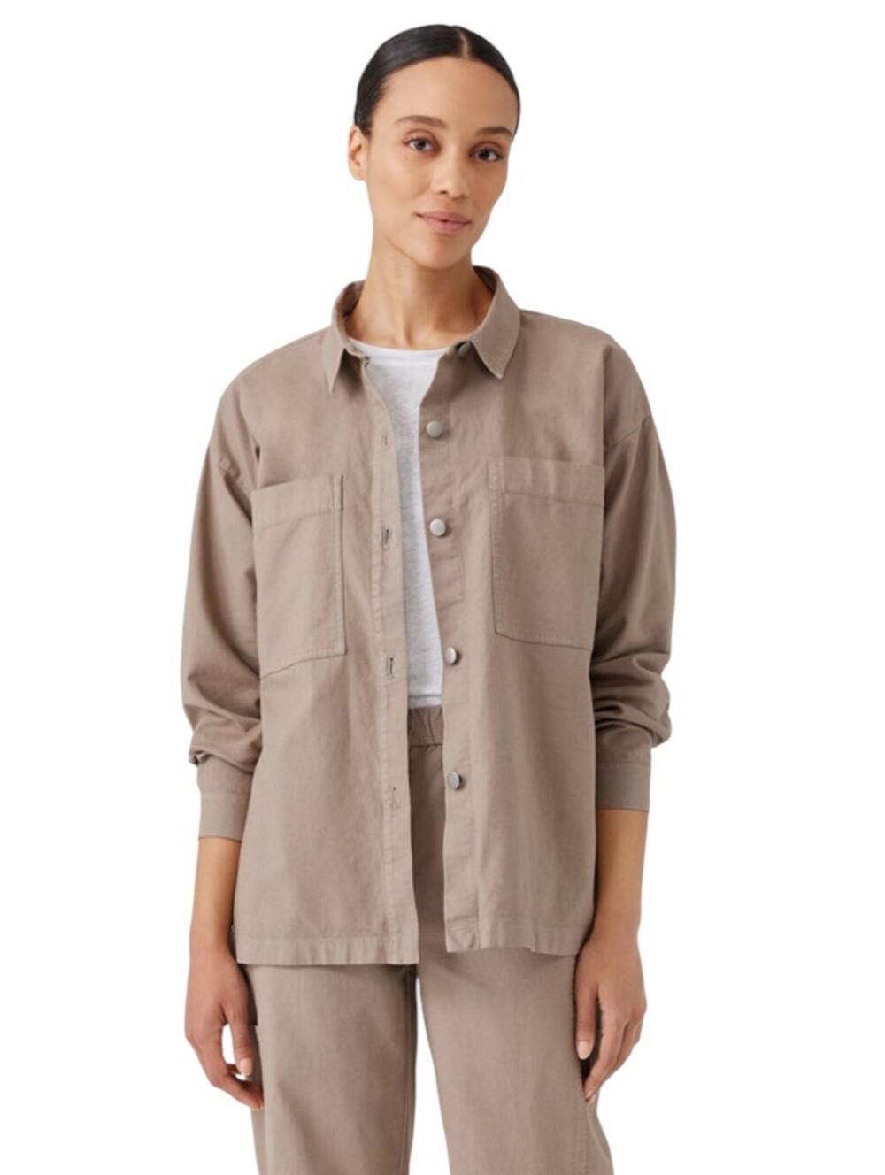 Eileen Fisher Cotton Hemp Stretch Shirt Jacket Women's Large